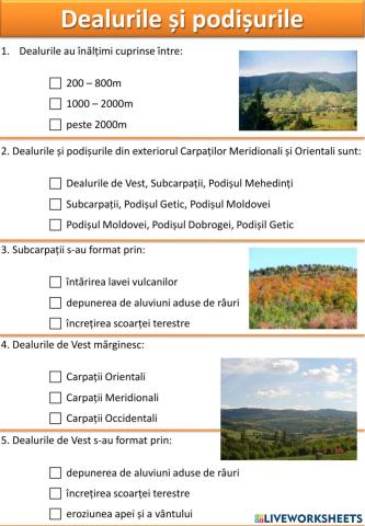 Dealurile și podișurile