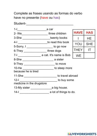 Verbo Have presente simples