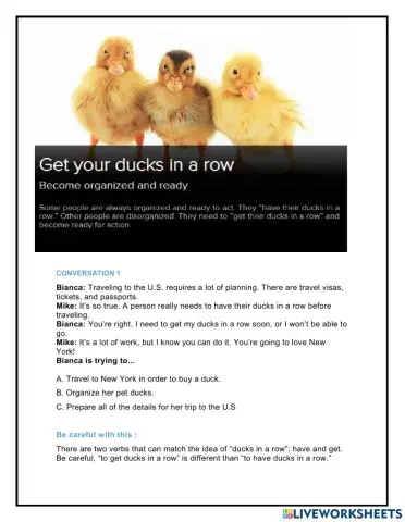 Get your ducks in a row