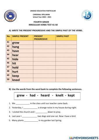 Verbs test 41-50