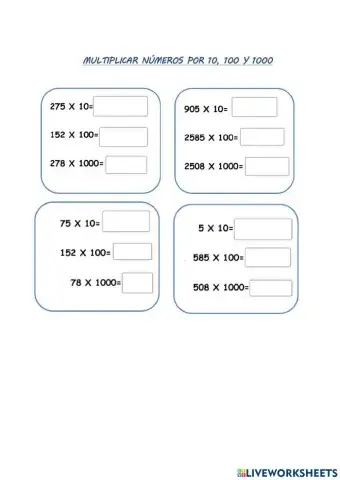 Multiplicar por 10,100 o 1.000