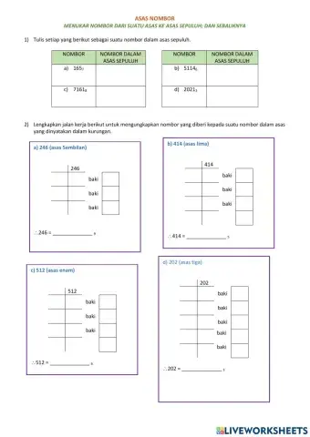 Asas nombor menukar ke asas 10 & sebaliknya