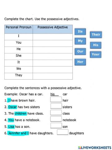 Possessive Adjectives