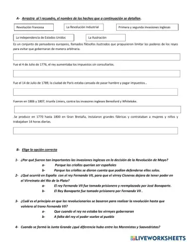 Causas de la Revolución de Mayo - Primeros acontecimientos históricos