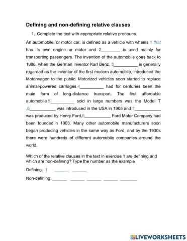 Defining and non-defining relative clauses