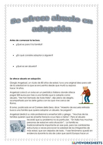 Se ofrece abuelo en adopción