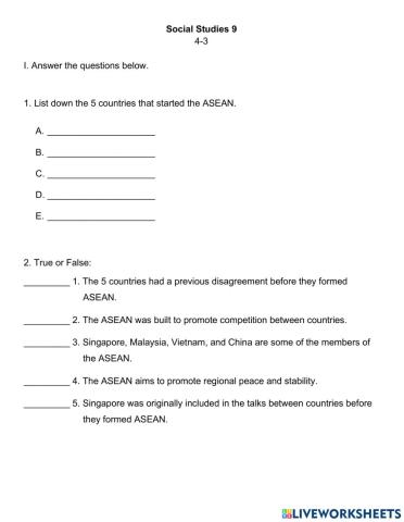 Founding of ASEAN QUIZ