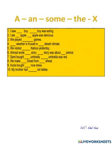 A - An - Some - The - X