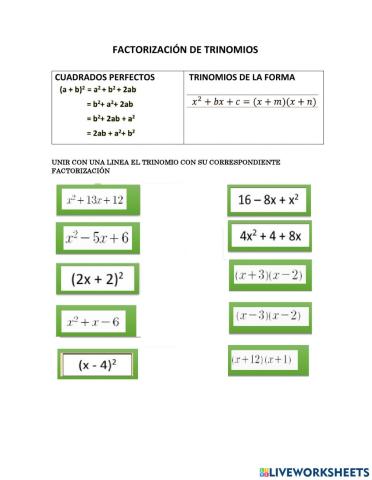 Factorización de trinomios