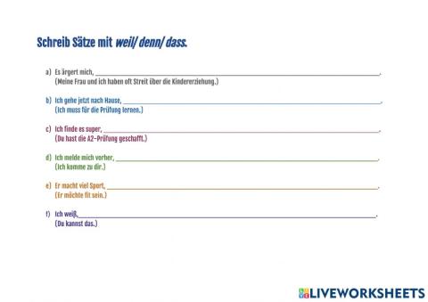 Konjunktionen wenn, dass und weil
