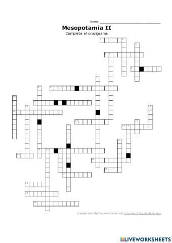 Crucigrama Cultura Mesopotamia