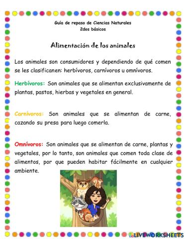 Algunas características de los animales