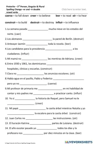 Preterite 3rd Per Spelling Change