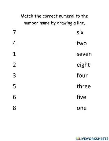 Number Names 1-8