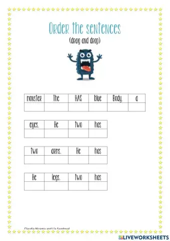 Order the sentences: body part