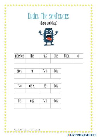 Order the sentences: body part