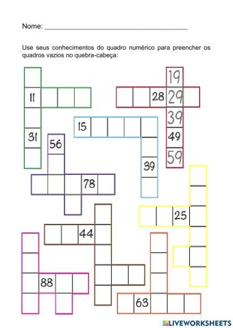 Atividade - quadro numérico