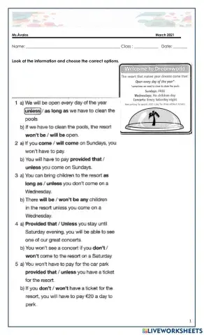 First conditional. junior 5a