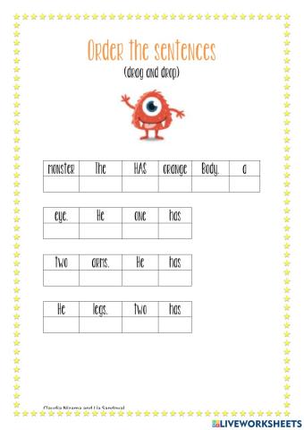 Order the sentences: body part 1