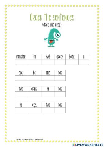 Order the sentences: body part 3