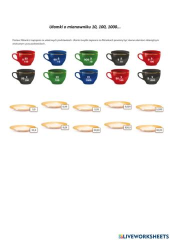 Ułamki o mianowniku 10, 100, 1000...