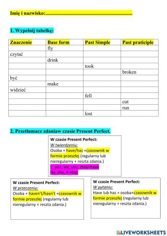 Present Perfect part 1