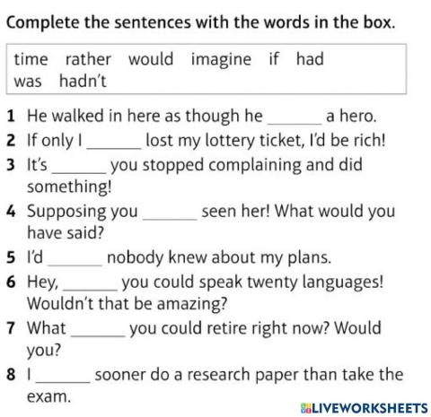 Tenses for unreal situations