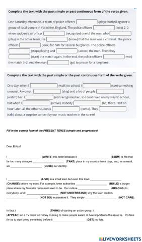 Present-past simple -Cont