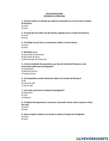 Quiz revidion de literatura