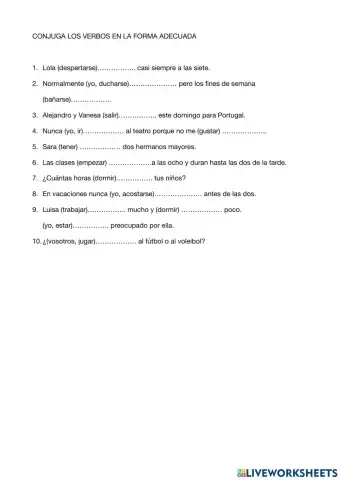 Verbos de rutina diaria