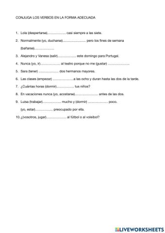 Verbos de rutina diaria