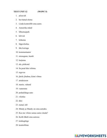 Unit 12 (WOW 5)