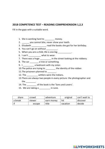 2018 Reading comprehensio 1,2,3