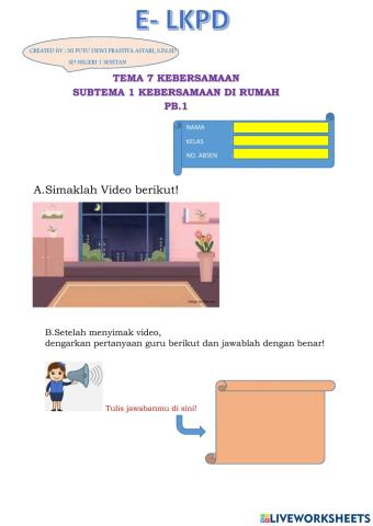 E-lkpd kelas 2 tema 7 subtema 1 pb.1