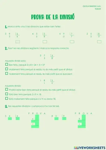 Prova de la divisió