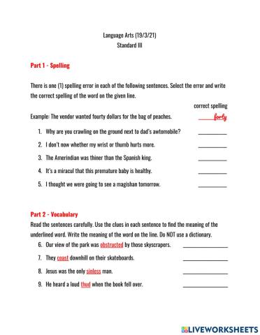 Language arts review