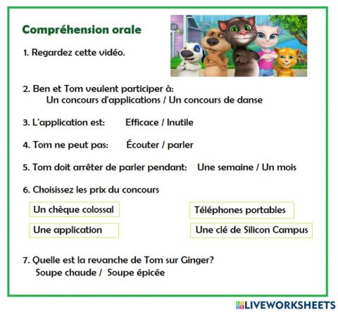 Talking Tom exercise