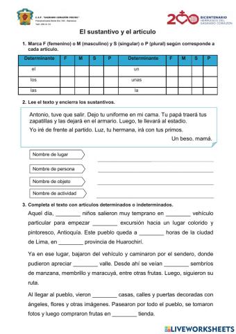 Sustantivos y articulos