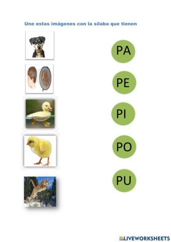 Iniciación a la lectura con PA-PE-PI-PO-PU