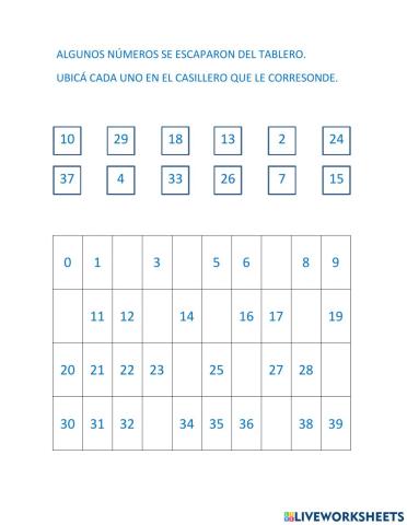 Números del 0 al 39