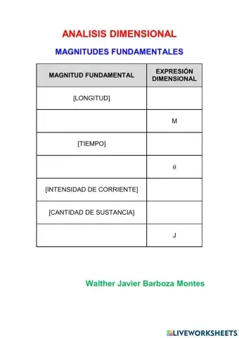 ANÁLISIS DIMENSIONAL - Magnitudes Fundamentales I