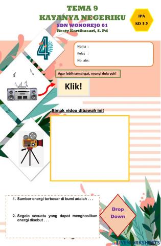 Tema 9 IPA KD 3.5 Energi dan Perubahannya