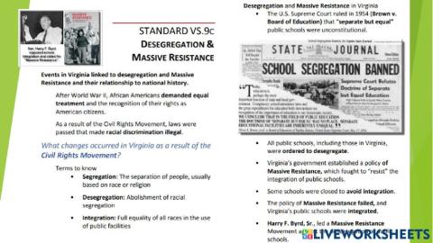 VS9c Massive Resistance and Civil Rights Homework