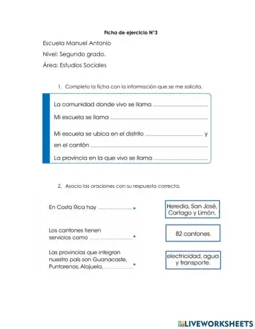 Distritos, cantones y provincias de Costa Rica