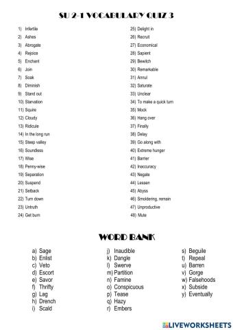 Cba summit 2-1 vocabulary quiz 3