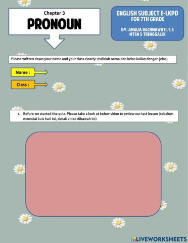 Pronoun for 7th grade