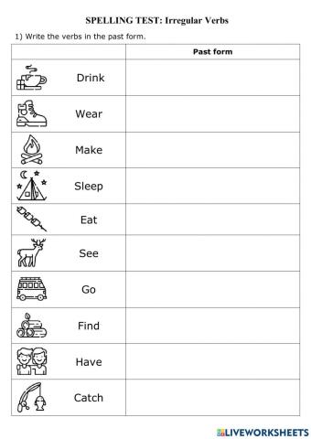 Spelling Test: Irregular Verbs