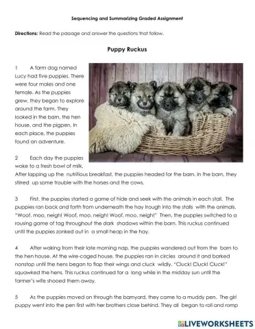 Sequencing and Summarizing Graded Assignment