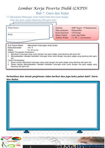 7.7.3 Hubungan Antar Sudut (garis sejajar)