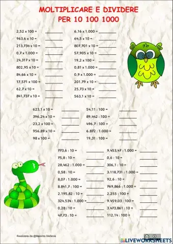 Moltiplicare e Dividere per 10 100 1000